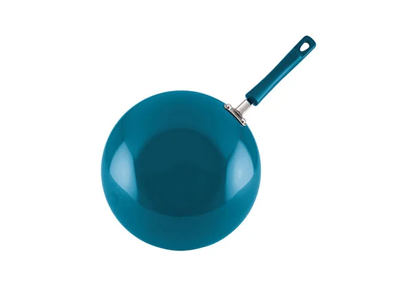 blue wok pan with lid