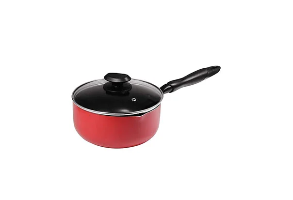 red pan with lid